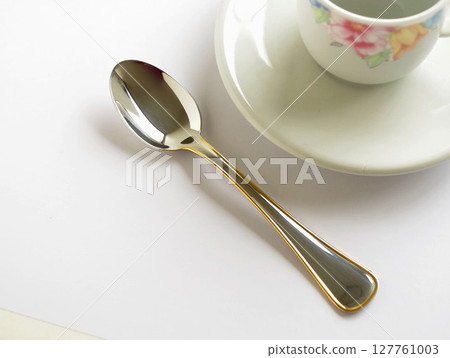 Spoons and cups & saucers spoons coffee cups interior 127761003