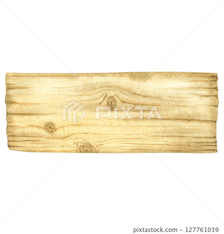 The board is made of light wood. Hand drawn watercolor illustration of textured wooden product on isolated background. The rustic style drawing is suitable for DIY party decor, garden-themed designs. The board is made of light wood. Hand drawn watercolor illustration of textured wooden product on isolated background. The rustic style drawing is suitable for DIY party decor, garden-themed designs. 127761039