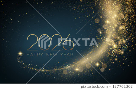 2026 Merry Christmas and Happy New Year Abstract shiny color gold wave design element 127761302