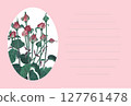 帶有水彩畫粉紅玫瑰花蕾插圖的賀卡 127761478