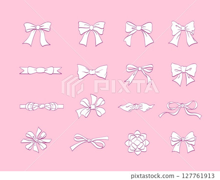 Set of white vintage coquette bows Set of white vintage coquette bows 127761913