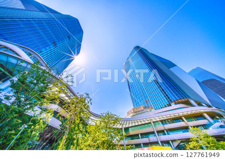 Tokyo cityscape, Japan, June 22nd. View of Takanawa Gateway City in front of Takanawa Gateway Station (2025) 127761949