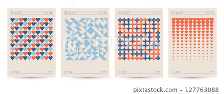 Brutalist minimal style Posters set with flat basic figures, geometric graphic elements of simple shapes square composition, Modern color print artwork, vector Brutalist minimal style Posters set with flat basic figures, geometric graphic elements of simple shapes square composition, Modern color print artwork, vector 127763088