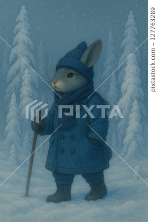A rabbit walking in a fantastic snowy landscape - Melhen Generative AI A rabbit walking in a fantastic snowy landscape - Melhen Generative AI 127763289