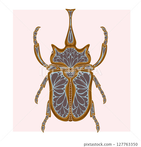 Stylized decorative illustration of a beetle with intricate Art Nouveau patterns inspired by nature. Stylized decorative illustration of a beetle with intricate Art Nouveau patterns inspired by nature. 127763350