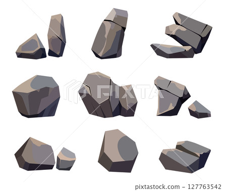 Variety of rocks and boulders of different sizes and abstract shapes. Variety of rocks and boulders of different sizes and abstract shapes. 127763542