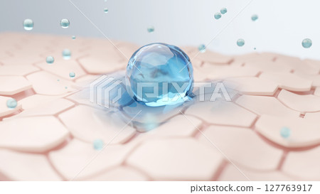 3D image of a hyaluronic acid moisturizing serum that moisturizes dry, cracked skin 127763917
