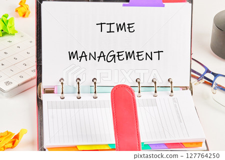 The TIME MANAGEMENT concept phrase. Business concept. A place to copy. Money investments. finance, growth, increase concept 127764250
