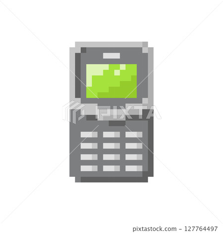 Old style mobile phone with buttons. Vector icon in 8 bit style Old style mobile phone with buttons. Vector icon in 8 bit style 127764497