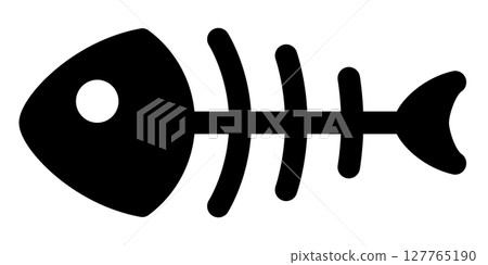 fish skeleton silhouette shape, black and white cartoon vector illustration isolated on white fish skeleton silhouette shape, black and white cartoon vector illustration isolated on white 127765190