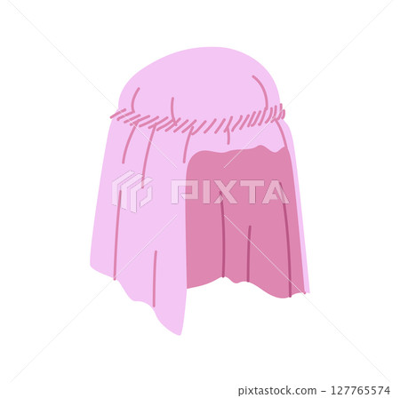 Keffiyeh Hat with band. Muslim Head Scarf Fashion accessory cap clothing technical illustration. Vector headgear 127765574