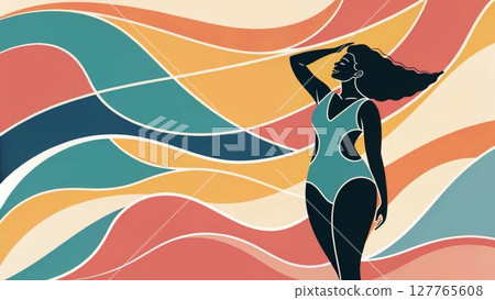 Modern abstract illustration of feminine curves with geometric interpretation of natural body shapes emphasizing body positivity and self love perfect for contemporary art materials Modern abstract illustration of feminine curves with geometric interpretation of natural body shapes emphasizing body positivity and self love perfect for contemporary art materials 127765608