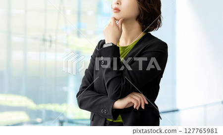 A woman thinking/businesswoman A woman thinking/businesswoman 127765981