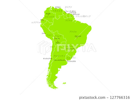 Map of South America, administrative divisions of South America from a world map 127766316