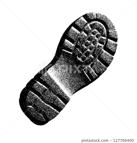 Vintage Boot Print Illustration. Retro Footwear Tread Illustration Isolated On Transparent Background 127766400