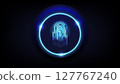 Futuristic digital fingerprint scanner interface 127767240