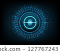 Futuristic digital fingerprint scanner interface 127767243