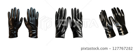 Black Leather Gloves Collection. Fashionable And Elegant Handwear For Style And Comfort Isolated On Transparent Background Black Leather Gloves Collection. Fashionable And Elegant Handwear For Style And Comfort Isolated On Transparent Background 127767282