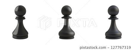 Black Chess Pawns Set. Strategy And Game Concept Collection Isolated On Transparent Background 127767319