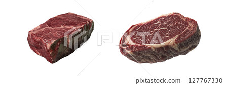 Raw Beef Cuts Set. Premium Meat Selection For Culinary Excellence Collection Isolated On Transparent Background 127767330