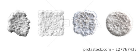 Faux Fur Texture Samples Set. Interior Design And Fashion Material Collection Isolated On Transparent Background 127767435