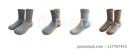 Cozy Woolen Socks Collection. Warmth And Comfort For Winter Wear Set Isolated On Transparent Background Cozy Woolen Socks Collection. Warmth And Comfort For Winter Wear Set Isolated On Transparent Background 127767455