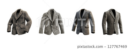 Houndstooth Patterned Blazers Set. Classic Men'S Fashion And Style Collection Isolated On Transparent Background Houndstooth Patterned Blazers Set. Classic Men'S Fashion And Style Collection Isolated On Transparent Background 127767469