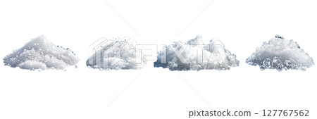 Snow Texture Variations Set. Winter And Seasonal Design Elements Collection Isolated On Transparent Background 127767562