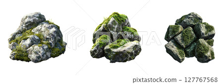Moss-Covered Rock Formations Set. Natural Landscape Elements Collection Isolated On Transparent Background Moss-Covered Rock Formations Set. Natural Landscape Elements Collection Isolated On Transparent Background 127767568