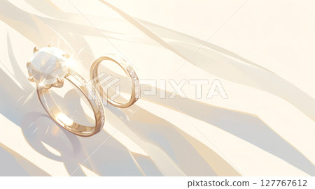 鑽石戒指和白色背景 127767612