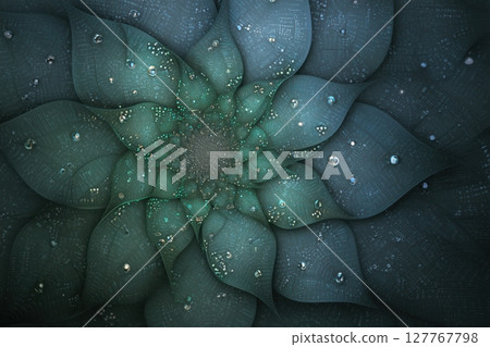 Mechanical flower with silver petals and glowing green circuits Mechanical flower with silver petals and glowing green circuits 127767798