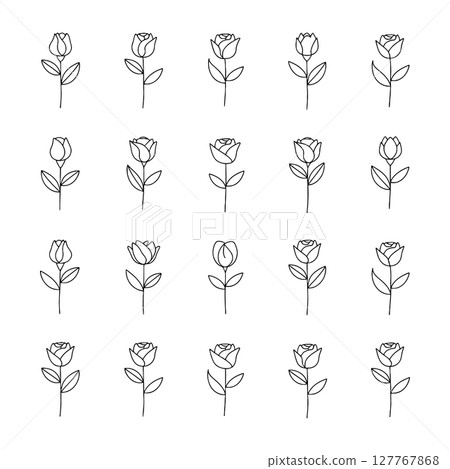 Soft Floral Grid. A neat and consistent floral grid layout with fine lines and subtle symmetry, perfect for elegant backgrounds and patterns. 127767868