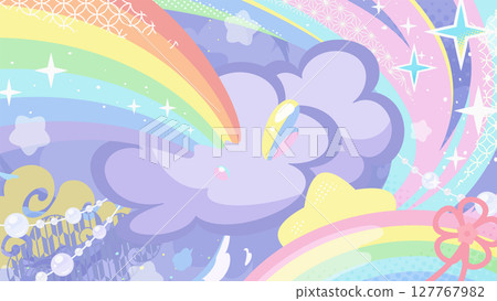 日式獨角獸的童話背景插畫_16:9 127767982