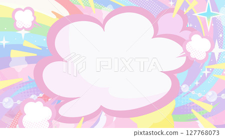 美式漫畫風格童話背景插畫_粉紅色_16:9 127768073