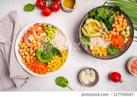 Poke bowl with shrimps Poke bowl with shrimps 127768087