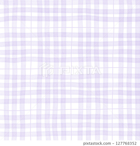 Purple Plaid Gingham Madras Check Hand Drawn Background Pattern Overlay 127768352