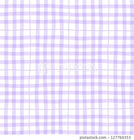 Purple Plaid Gingham Madras Check Hand Drawn Background Pattern Overlay 127768353