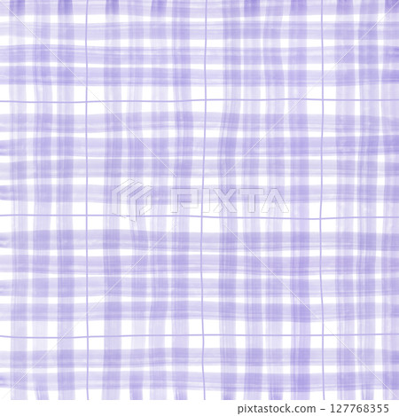 Purple Plaid Gingham Madras Check Hand Drawn Background Pattern Overlay 127768355