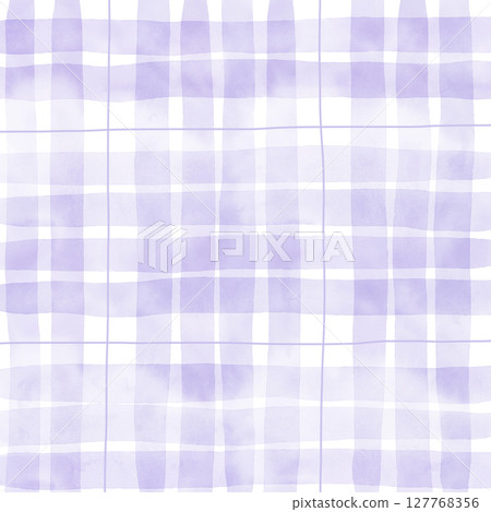Purple Plaid Gingham Madras Check Hand Drawn Background Pattern Overlay 127768356