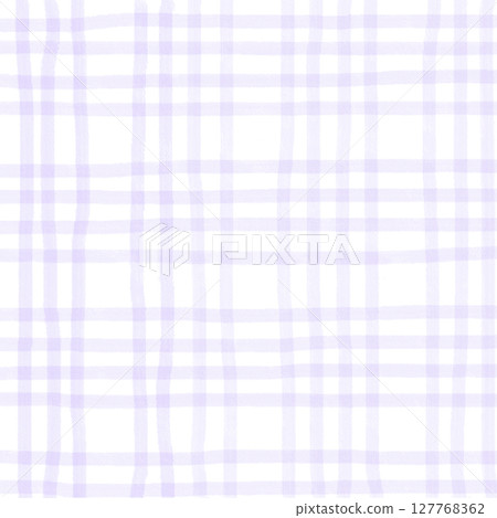 Purple Plaid Gingham Madras Check Hand Drawn Background Pattern Overlay 127768362