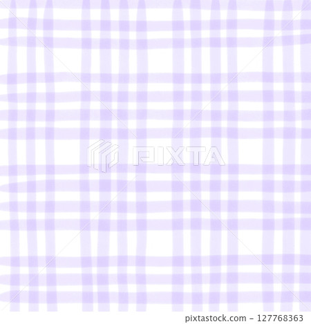 Purple Plaid Gingham Madras Check Hand Drawn Background Pattern Overlay 127768363