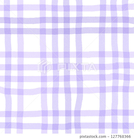 Purple Plaid Gingham Madras Check Hand Drawn Background Pattern Overlay 127768366