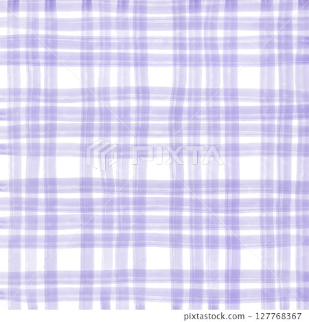 Purple Plaid Gingham Madras Check Hand Drawn Background Pattern Overlay 127768367