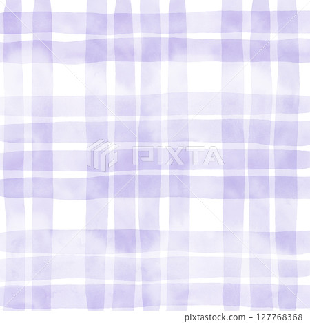 Purple Plaid Gingham Madras Check Hand Drawn Background Pattern Overlay 127768368