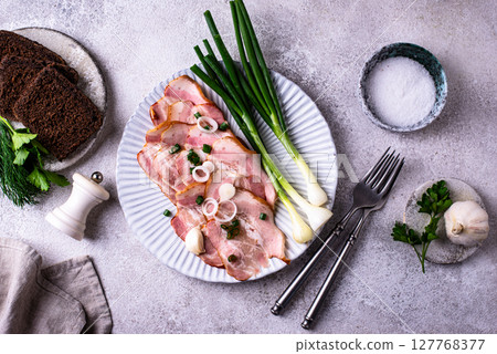 Sliced boiled smoked pork or ham Sliced boiled smoked pork or ham 127768377