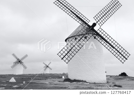 white wind mills in Spain 127768417