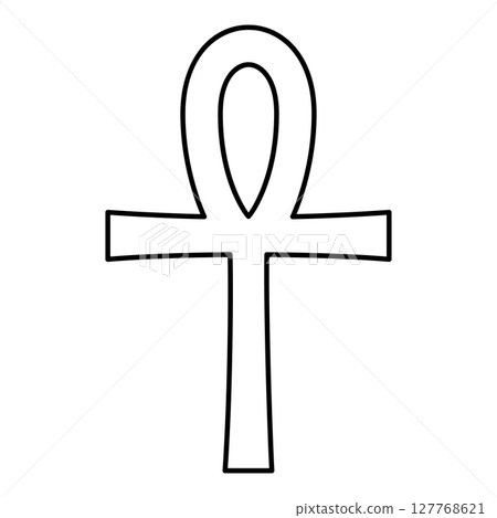 Coptic cross Ankh ancient Egyptian religious symbol contour outline line icon black color vector illustration image thin flat style 127768621