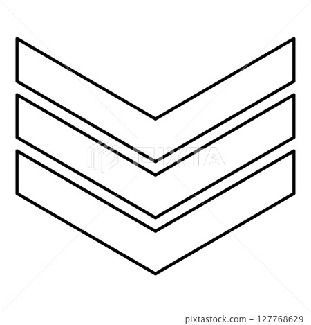 Army chevron military rank insignia badge symbol sign petty officer contour outline line icon black color vector illustration image thin flat style Army chevron military rank insignia badge symbol sign petty officer contour outline line icon black color vector illustration image thin flat style 127768629