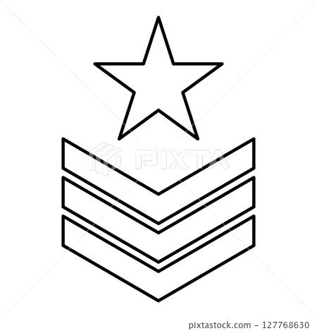 Army chevron military rank insignia badge symbol sign petty officer contour outline line icon black color vector illustration image thin flat style 127768630