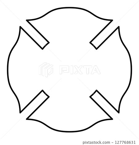 Firefighter cross Malta emblem fire fighter dept contour outline line icon black color vector illustration image thin flat style Firefighter cross Malta emblem fire fighter dept contour outline line icon black color vector illustration image thin flat style 127768631